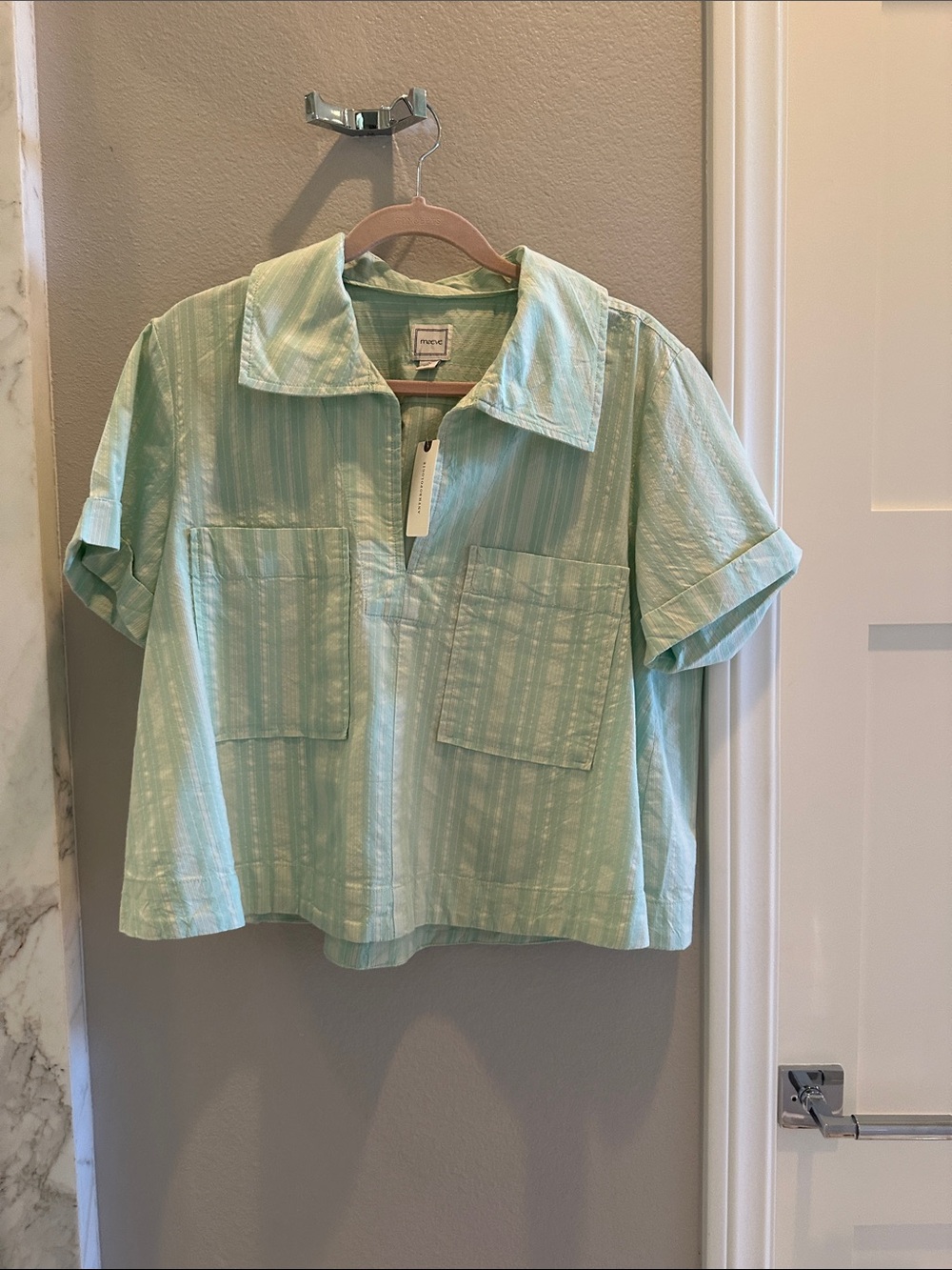 Maeve, Mint Green Short Sleeve Pocket Shirt💚